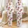 Women's Elegant Brown Leopard Pink Bow Fuchsia Lily Botanical Pattern Satin Pajamas Set - 1