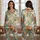Women's Whimsical Highland Cow Watercolor Peony Rose Botanical Mint Green Blush Pink Peach Pattern Satin Pajamas Set - 1