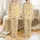 Cat Lovers' Kawaii Calico Cats Boba Tea Yarn Play Napping Pattern Muted Yellow Taupe Satin Pajamas Set - 1