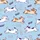 Women's Playful Hand-Drawn White Brown Dog, Bone & 'WOOF' All-Over Sky Blue Pattern Satin Pajamas Set - 2