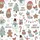Women's Whimsical Christmas Motifs White Muted Red Teal Holiday Phrases Pattern Satin Pajamas Set - 2