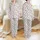 Women's Minimalist Botanical Illustrative Pattern in Dusty Rose Soft Grey-Blue Muted Teal Satin Pajamas Set - 1
