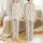 Women's Whimsical Hand-Drawn Teddy Bear & Paw Print Pattern, Cream White Background with Light & Chocolate Brown Motifs Satin Pajamas Set - 1