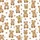 Women's Whimsical Hand-Drawn Teddy Bear & Paw Print Pattern, Cream White Background with Light & Chocolate Brown Motifs Satin Pajamas Set - 2