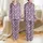 Women's Deep Plum Creamy Off-White Interlocking Abstract Botanical Floral Leaf Pattern Satin Pajamas Set - 1