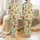 Women's Playful Shaggy Highland Calves & Bright Sunflower Meadow Print on Soft Mint Green Satin Pajamas Set - 1
