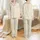 Women's Elegant Abstract Organic Pattern: Intertwining Natural Forms in Soft Beige & Muted Gold Satin Pajamas Set - 1