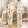 Women's Whimsical Highland Cow Ginger Fur Blush Pink Botanical Pattern Satin Pajamas Set - 1
