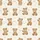 Women's Creamy Off-White Cozy Brown Teddy Bear Dreamscape Pattern with Stars Moons Clouds Satin Pajamas Set - 2