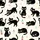Women's Playful Black Cartoon Cats Light Cream Pattern with Pink Hearts, Blue Paw Prints & Whimsical Treats Satin Pajamas Set - 2