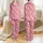 Women's Pastel Pink Fuchsia Illustrative Hearts Elegant Bows Cherry Clusters Whimsical Pattern Satin Pajamas Set - 1
