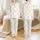 Women's Vintage Botanical Lace: Soft Pink Rosebuds, Pale Cream Forget-Me-Nots, Beige Leaves Satin Pajamas Set - 1