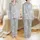 Women's Heather Grey Textured Subtle Snowfall & Ice Crystal Pattern Muted Blue Hues Satin Pajamas Set - 1
