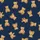 Women's Deep Navy Blue Illustrative Golden Brown Caramel Scattered Teddy Bear Pattern Satin Pajamas Set - 2