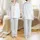 Women's Intricate White Floral Lace Blossom & Filigree Pattern on Ethereal Light Blue-White Satin Pajamas Set - 1