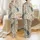 Women's Classical Ivory Botanical Peacock, Blue Teal Green Coral Floral Design Satin Pajamas Set - 1