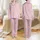 Women's Cozy Pastel Lavender Soft Salmon Pink Interwoven Cable Knit Pattern Satin Pajamas Set - 1