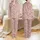 Women's Muted Rose Pink Minimalist Stylized Floral Botanical Pattern Delicate Black Line & Dusty Pink Shapes Satin Pajamas Set - 1