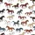 Women's Lively Cartoon Horse Breeds Scattered Print Dynamic Poses Reddish-Brown Black Tan Blue-Gray Satin Pajamas Set - 2