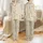 Women's Cream Vintage Botanical Floral Peach Blue Sage Leaf Berry Pattern Satin Pajamas Set - 1