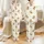 Women's Whimsical Hand-Drawn Mid-Brown Teddy Bear & Faded Taupe Star Moon Seamless Pattern on Cream Satin Pajamas Set - 1