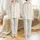 Women's Cozy Off-White Pale Beige Interwoven Cable Knit Seamless Pattern with Fine Black Line Detail Satin Pajamas Set - 1