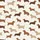 Dachshund Lovers' Cream Flat Art Dog Scatter Print with Brown & Striped Figures Satin Pajamas Set - 2
