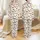 Dachshund Lovers' Cream Flat Art Dog Scatter Print with Brown & Striped Figures Satin Pajamas Set - 1