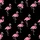 Women's Vibrant Bubblegum Pink Flamingo Flat Vector Seamless Pattern on Deep Black Satin Pajamas Set - 2