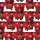 Women's Deep Red Buffalo Plaid Whimsical Reindeer Snowdrift Evergreen Festive Art Satin Pajamas Set - 2