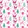 Women's Whimsical Fuchsia Pink Santa, Elegant Reindeer & Teal Green Holiday Pattern Satin Pajamas Set - 2