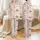 Women's Whimsical Pale Pink Christmas Dogs Santa Hats & Holly Illustrative Pattern Satin Pajamas Set - 1