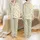 Women's Soft Cream Bumblebee & Muted Golden Wildflower Grey-Green Botanical Pattern Satin Pajamas Set - 1