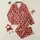 Women's Vibrant Coral Red Flat Graphic with Dense Scattered Black Heart Shapes & Tiny Polka Dots Satin Pajamas Set - 1