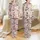 Women's Playful Rose Pink Lavender Yellow Blocky LOVE & Scribbled Heart Pattern Satin Pajamas Set - 1