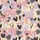 Women's Playful Rose Pink Lavender Yellow Blocky LOVE & Scribbled Heart Pattern Satin Pajamas Set - 2