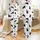 Cat Lovers' Whimsical Black Cat & Tiny Floral Seamless Pattern White Background Pink Ribbon Bows Satin Pajamas Set - 1