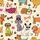 Dog Lovers' Whimsical Multi-Color Cartoon Dog Breeds Pattern with Sweaters, Hearts & Paws on Cream Satin Pajamas Set - 2
