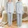 Women's Delicate Pastel Blue Creamy White Abstract Lace Ribbon Bow Seamless Pattern Satin Pajamas Set - 1