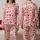 Women's Whimsical Hand-Drawn Deep Crimson Red Scattered Heart Pattern White Background Satin Pajamas Set - 1