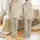 Women's Delicate Illustrative Floral Pattern Soft Cream Dusty Rose Olive Green Aesthetic Satin Pajamas Set - 1