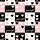 Women's Cute Light Pink Black White Grid Block Pattern with Hearts and Good Night Script Satin Pajamas Set - 2