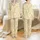 Women's Luxurious Champagne Gold Ivory Abstract Liquid Swirl Pattern Satin Pajamas Set - 1