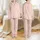 Women's Romantic Light Pink Ivory Floral Lace Botanical Filigree Blush Peach Satin Pajamas Set - 1