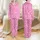 Women's Cute Whimsical Soft Pastel Pink Dense Fuchsia Hearts All-Over Illustrative Pattern Satin Pajamas Set - 1