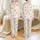 Women's Soft Illustrative Cream-White Dusty Rose Pink Scattered Heart Love Ribbed Pattern Satin Pajamas Set - 1