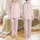 Women's Delicate Muted Pink Pinstripe with Whimsical Bow and Heart Motifs Satin Pajamas Set - 1