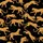 Women's Golden-Orange Leopard Illustrations Dark Outline Deep Black Animalier Pattern Satin Pajamas Set - 2