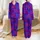 Women's Elegant Fuchsia Royal Blue Purple Ornate Lace Abstract Flowing Pattern Satin Pajamas Set - 1