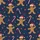 Women's Whimsical Navy Christmas Gingerbread & Candy Cane Pattern with Teal Yellow Red Stars Satin Pajamas Set - 2